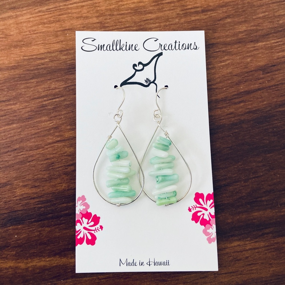 NWT Sterling Silver with Turquoise Coral Earrings